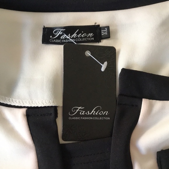 NWT Fashion black & white festive long sleeves dress. Career, work, elegant - Picture 9 of 9